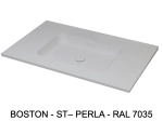 Plan vasque lavabo intégré au angle arrondi, sur mesure, Largeur 60 à 200 cm x Profondeur 40 à 60 cm, résine minérale ACRYSTONE® Finition lisse mate, Livraison Offerte et Rapide.